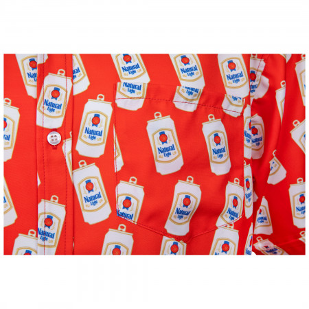 Natural Light Vintage Can All Over Print Red Hawaiian Shirt